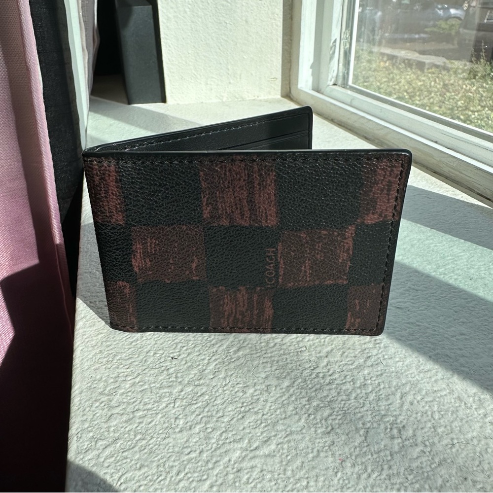 Coach Mens Wallet - Oxblood Multi Checker F22375 - BRAND NEW
